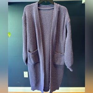 Cozy Purple Knit Cardigan Sweater